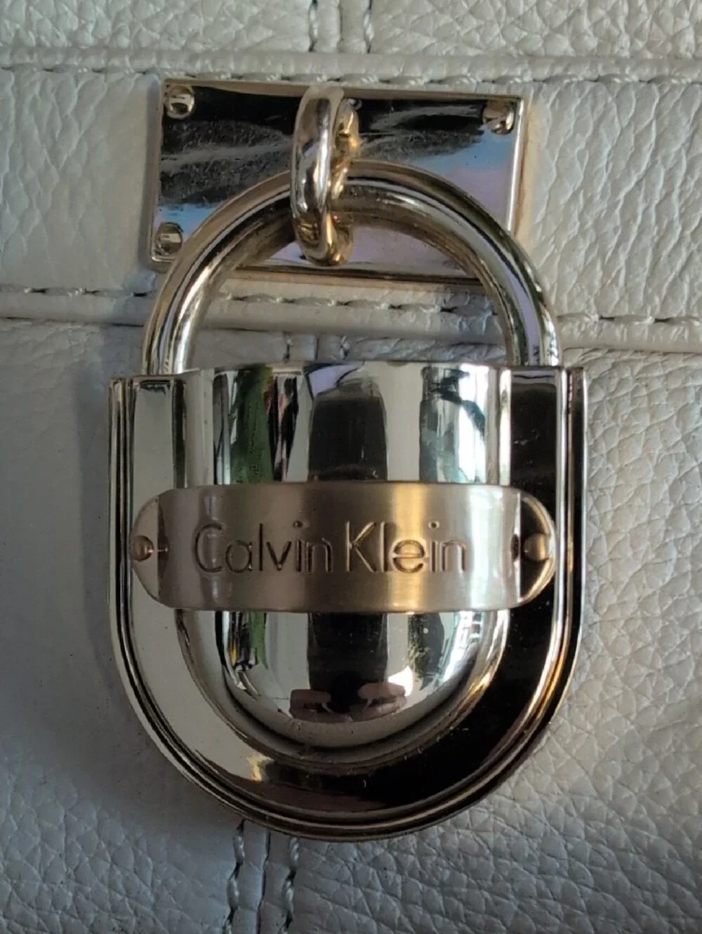 Calvin Klein White Structured Satchel with Gold Hardware       M472